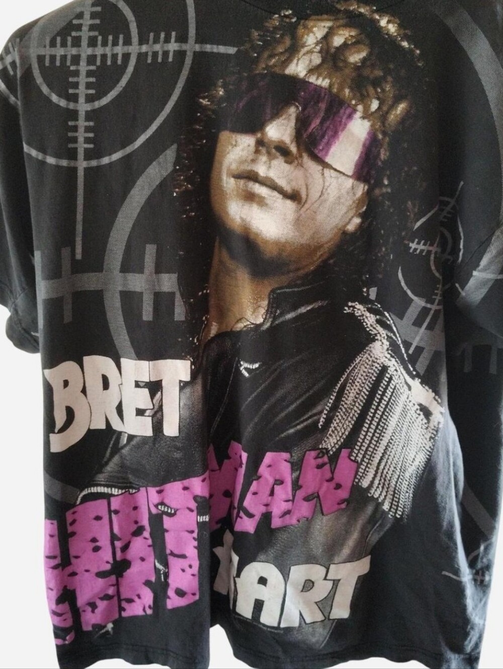 Vintage 1995 WWF Bret Hitman Hart All Over Print T-Shirt AOP